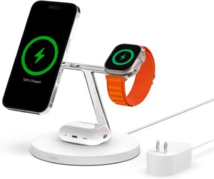 Belkin MagSafe Charger, 3-in-1 Wireless Charging Stand, 2ND GEN, 33% Faster for Multiple Devices