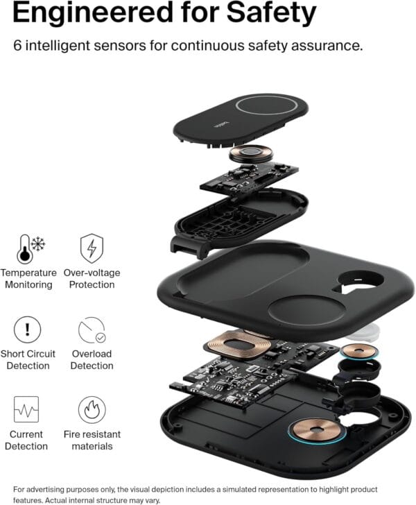 Belkin MagSafe-Compatible iPhone Charger - 3-in-1 Magnetic Foldable Charger 15W - Qi2-Certified Wireless Charging Station