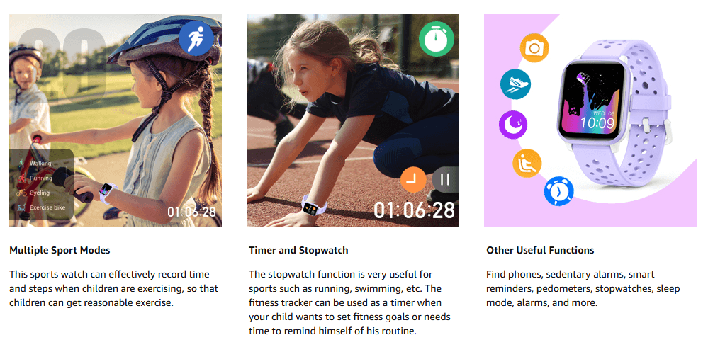 Kids Smart Watch Girls Boys, Smart Girls Watch for Kids Smart Watch Gifts, Multiple Sports Modes