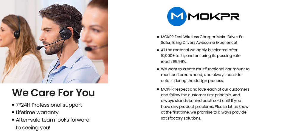 Wireless Car Charger, MOKPR Auto-Clamping Car Mount 15W/10W/7.5W Fast Charging, for iPhone & Android Devices