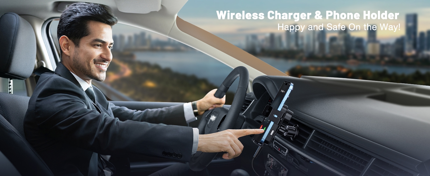 Wireless Car Charger, MOKPR Auto-Clamping Car Mount 15W/10W/7.5W Fast Charging, for iPhone & Android Devices