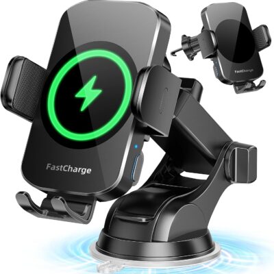 BothLin Wireless Car Charger, Fast Charging Phone Holder 3 in 1 for iPhone & Android Devices