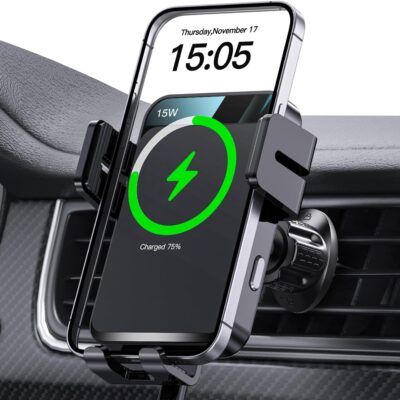 Wireless Car Charger, MOKPR Auto-Clamping Car Mount 15W/10W/7.5W Fast Charging, for iPhone & Android Devices